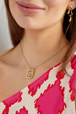 Collar charm flor de colores - oro rosa h5 Imagen3
